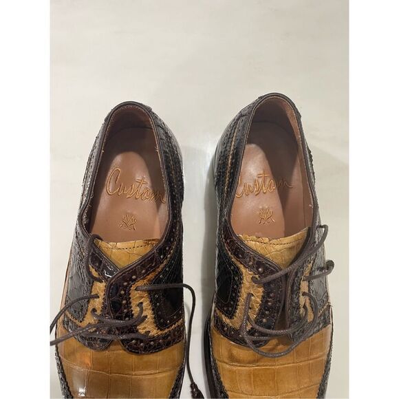 Mezlan Dade Crocodile Wingtip Spectator Shoes size 9 - Picture 4 of 8